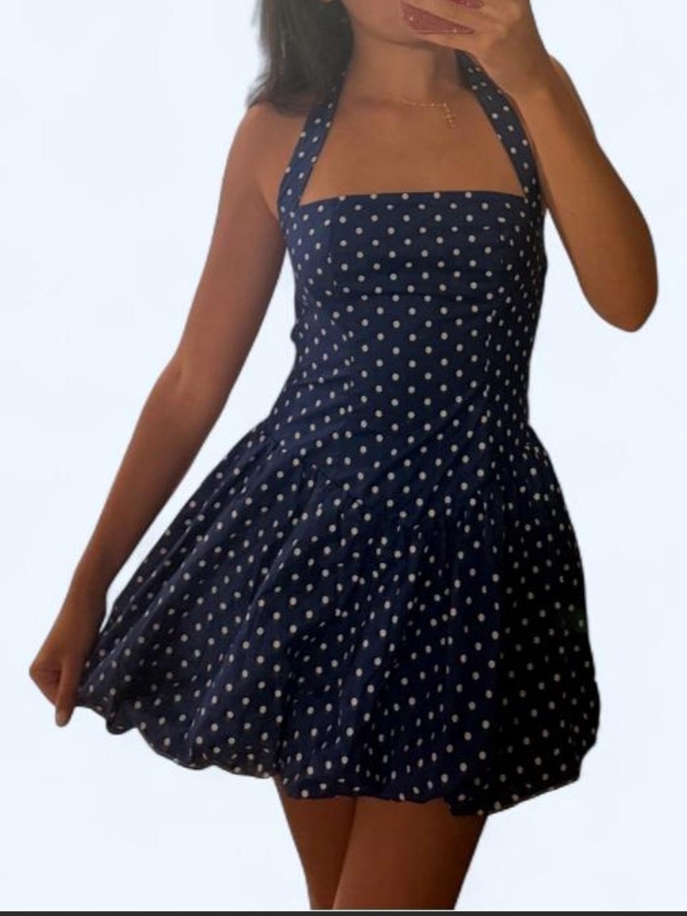 Hello Molly Lipstick Love Letters Halter Bubble Mini Dress – Blue 💙 - Picture 3 of 3